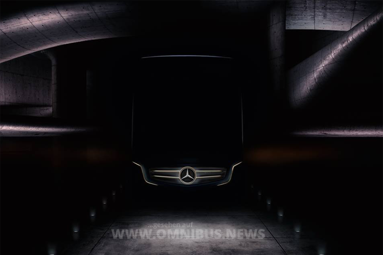 Werbegrafik auf der Website für den neuen Mercedes-Benz Travego. Grafik: Mercedes-Benz