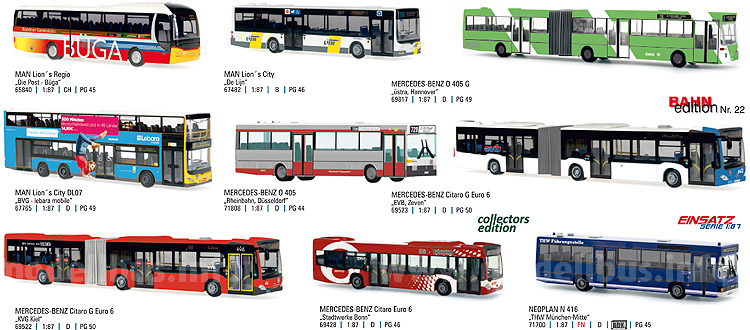 Die Rietze-Auslieferung 04.2015 enthält neun Modellbusse. 