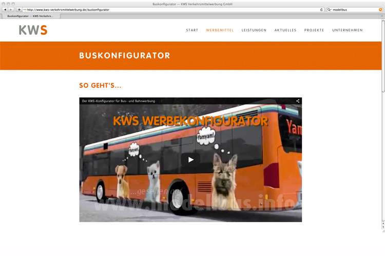 Online lässt sich mit dem KWS-Buskonfigurator Werbung auf den Bus zaubern. 