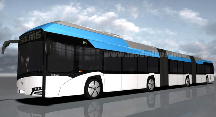 24 Meter wird der elektrisch angetriebene Doppelgelenkbus von Solaris werden. 